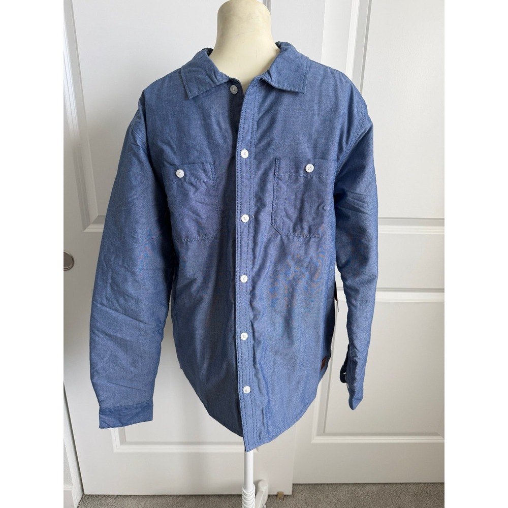 RVCA Men Chainmail Quilted Shirt Jacket Blue AVYJK00250 Medium NEW